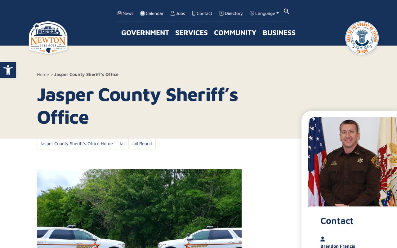 Jasper County Sheriff Office and Jail contact page