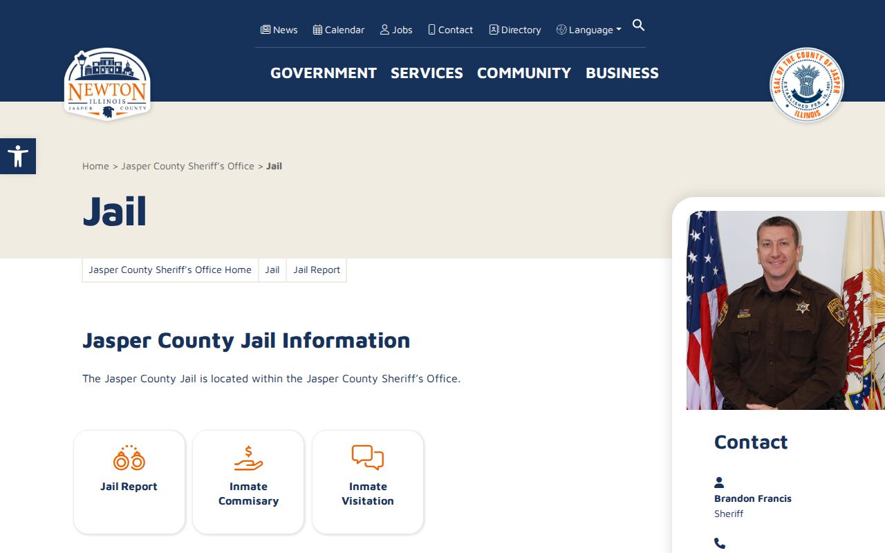 Official Jasper County Jail information page