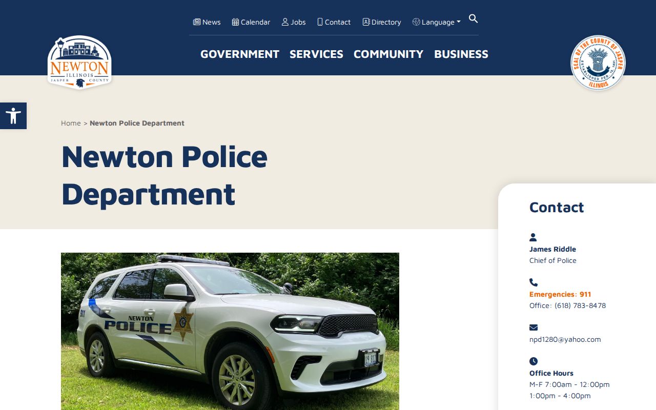 Official Newton Police Department webpage