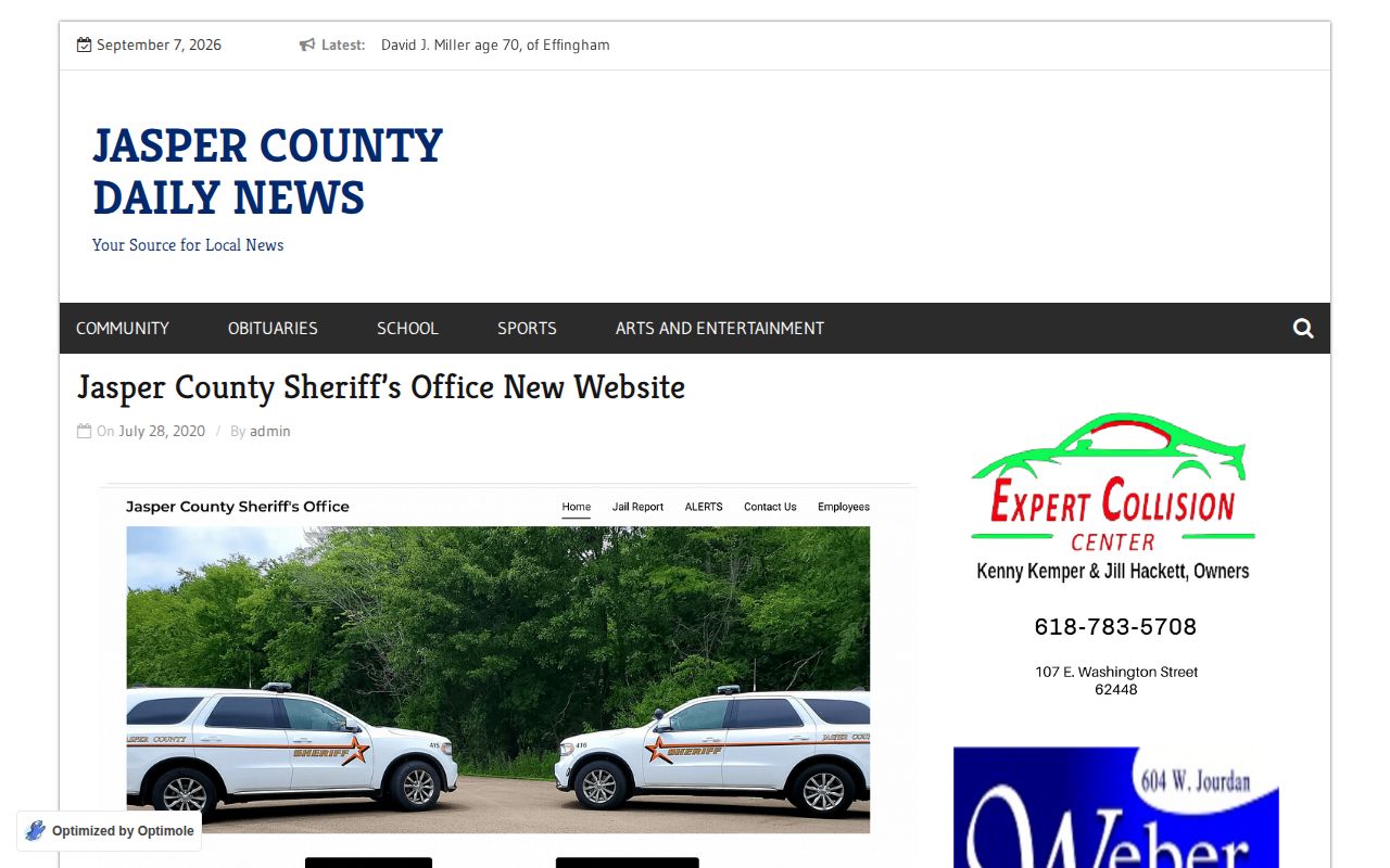 Jasper County Daily News article about the sheriff website and arrest-report links